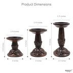Hosley Set of 3 Dark Brown Wood Pillar Candle Holders 8 Inches 6 Inches and 4.25 Inches High Ideal for LED and Pillar Candles Gifts for Weddings Party Home Spa Reiki Aromatherapy - color: Dark Brown 2