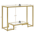 Yaheetech 42 Inch Console Table, Tempered Glass Entryway Table, Narrow Sofa Tables, 2-Tier Hallway Tables, Entrance Stand for Living Room Bedroom, Gold - color: Gold