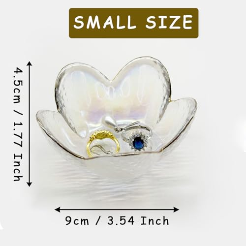 Flower Ring Dish Jewelry Tray, Glass Jewelry Dish Tray, Aesthetic Room Decor Small Trinket Dish, Nightstand Jewlery Ring Holder Dish, Bathroom Jewelry Plate Bowl for Rings Earrings Gift (White) - color: Rainbow Color