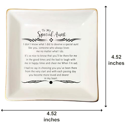 Aunt Gift Jewelry Dish Tray Ceramic Trinket Dish Best Aunt Gifts For Aunts Mother'S Day Birthday Aunt Gifts From Niec Gifts For Aunt Wedding Christmas - style: Aunt