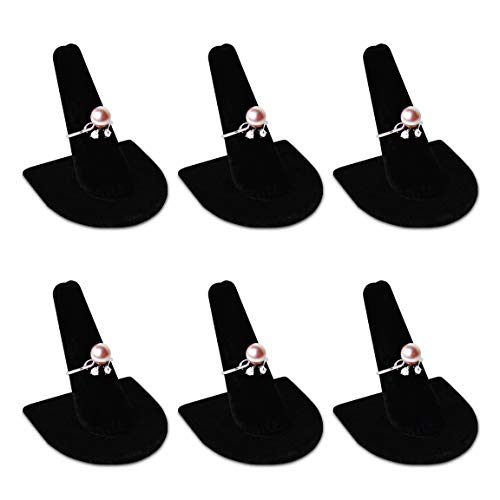 MOOCA 6 Pcs Set Finger Ring Stand Jewelry Display Holder Showcase Velvet Ring Storage Drawer Jewelry Stands for Shows, Black Velvet - color: Black Velvet