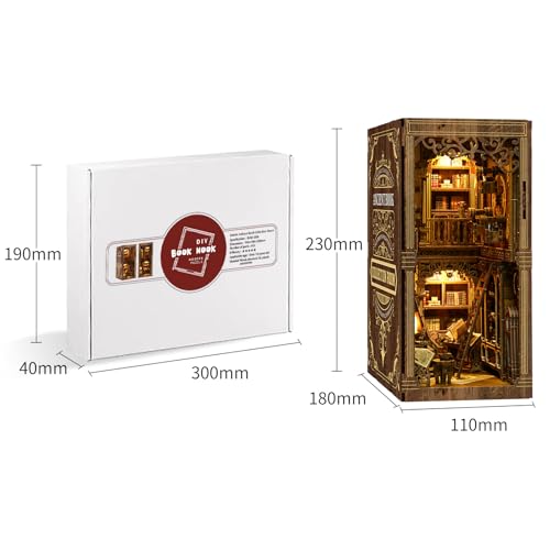 DIY Ancient Library Book Nook Kit, Wooden 3D Puzzle with LED Light, Miniature Bookshelf Model, Cultural Decor for Adults, 411 Pieces (Ancient Library) - style: Ancient Library