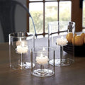 Cylinder Hurricane Glass Candle Holder for Table Centerpieces, Clear Votive Candle Holders for Wedding Parties, Decorative Candleholders for Home Dining Room Decorations (Set of 3)