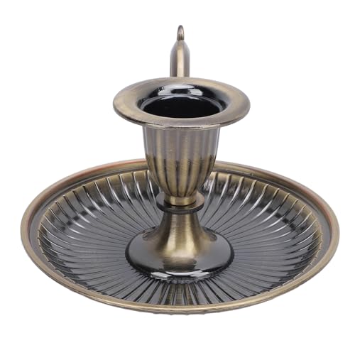Vintage Candle Holder, Zinc Alloy Taper Candle Stick Stand with Large Curved Handle and Flat Base, for Dinner Table Home Decoration Wedding Party Holiday (Antique Brass) - color: Antique Brass
