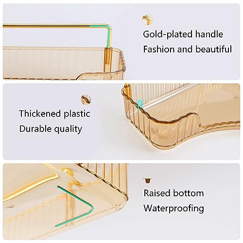 YCIA&DONE Corner Bathroom Counter Organizer, Makeup Organizer for Vanity, Skincare Cosmetic Perfume Tray, Corner Countertop Shelf Rack Storage for Bathroom Kitchen 3 Tiers (Amber Gold) - color: Yellow, size: 3-Tier