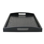 DILLMAN Serving Tray Large Black Wood Rectangle Food Tray Butler Tray Breakfast Tray with Handles (Small) - size: 15.4" x 11.4" x 1.6"