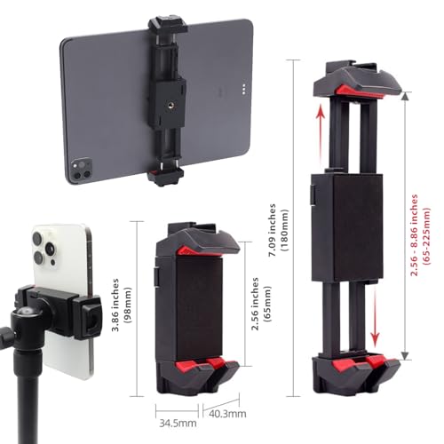 Kado Metal Portable Monitor Stand Tripod, 2-In-1 Phone/Tablet Clamp Portrait/Landscape, 100x100mm 75x75mm Wall/Arm Mount Adapater Bracket Plate, 360° Ball Head Compact for Projector, Camera and Webcam - style: Gray Black
