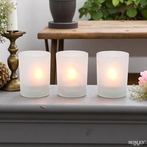Hosley Set of 24 Frosted White Glass Votive/Tea Light Holder. Ideal for Use with Tea Lights for Weddings, Parties, Aromatherapy, Votive Candle Gardens. Bulk Buy - color: Frost White, size: 24 count