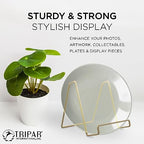 TRIPAR Square Metal Wire Stand, Gold Finish (2 Pack, 6-Inch Depth) - Tabletop Display - Handcrafted Edge Design For Sleek & Modern Look - Perfect for Kitchen Cookbooks, Plates, Photos & More