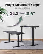 TIQLAB Standing Desk 47 x 24 inch, Electric Height Adjustable Desk with Splice Board, Stand Up Desk, Sit Stand Computer Desk for Home Office, Black Frame/Black Top - color: Black, size: 47*24 inch
