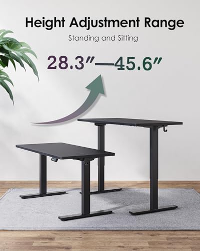 TIQLAB Standing Desk 47 x 24 inch, Electric Height Adjustable Desk with Splice Board, Stand Up Desk, Sit Stand Computer Desk for Home Office, Black Frame/Black Top - color: Black, size: 47*24 inch