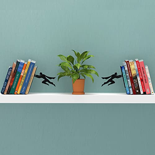Artori Design Book Ends to Hold Books Heavy Duty - Hidden Metal Bookends for Shelves Desk - Bookend Book Holder for Home Decorative - Gift for Book Lovers and Home Décor (Book&Hero - Set of 2) - color: Book&hero - Set of 2