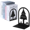 Aertiavty 2 Pcs Bookends for Shelves, Heavy-Duty Morden Tree Book Ends, Non-Skid Metal Bookends, 1 Pair Large Decorative Book Holder for Home and Office, Black Book Stopper, Forest - style: Tree