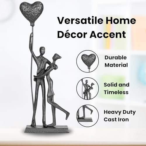 Handcrafted Iron Couple Sculpture - Metal Sculpture Art Modern Home Decor Bronze Love Statues and Sculptures Romantic Figurines Metal Statues for Home Decor - style: Holding balloons