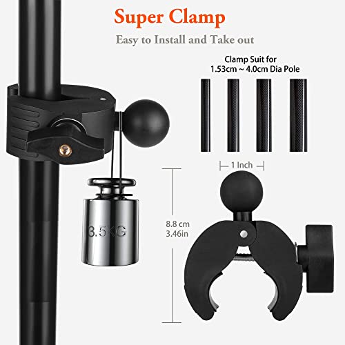 Ipad Holder for Mic Stand, Tablet Phone Holder Micophone Music Stand Mount Adjustable Rotatabe with Super Handle Clamp for iPad Pro 12.9 Air Mini, Android, 4 to 13.5inch iPhones and Tablets
