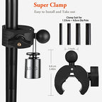 Ipad Holder for Mic Stand, Tablet Phone Holder Micophone Music Stand Mount Adjustable Rotatabe with Super Handle Clamp for iPad Pro 12.9 Air Mini, Android, 4 to 13.5inch iPhones and Tablets