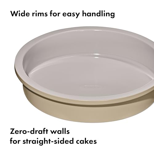 OXO Good Grips Non-Stick Pro Ceramic Coated Metal Bakeware 9” Round Cake Pan – Biscuit - color: Biscuit, size: 9" Round Cake Pan