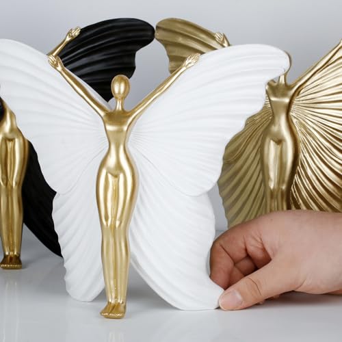 Black Fairy Statues and Figurines Indoor Table Decor - Abstract Modern Home Sculpture - Resin Fairyland Fairy Statue for Home Office and Bedroom Dresser Decor