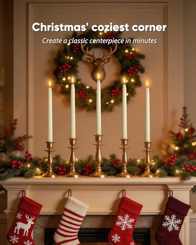 Homemory 11 inches Waxy Flameless Taper Candles with Remote Timer Dimmer, 2 Pcs Battery Operated Taper Candles with Flickering Flame, Ivory LED Candlesticks for Wedding, Christmas Indoor Decoration - style: Traditional - Ivory 11"