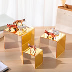 Chuangdi 2 Sets Acrylic Display Risers, Product Stand, Jewelry Display Riser Shelf Showcase Fixtures for Dessert Cupcake Candy Figure Treat Action Showcase (Gold,Medium Set) - color: Gold, size: Medium Set