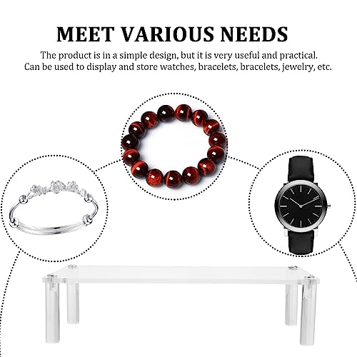 iplusmile Clear Acrylic Jewelry Stand 7.87X3.14X1.96In Single-Tier Display Organizer for Bracelets Watches and Accessories Compact Home Decor Display Shelf Riser