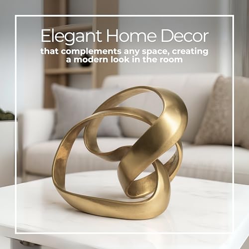 Metal Decorative Object – Minimalist Shelves & Coffee Table Decor – Aluminum Knot Sculpture Modern Home Decor for Office, Bedroom & Living Room – 8" x 7", Gold - color: Gold