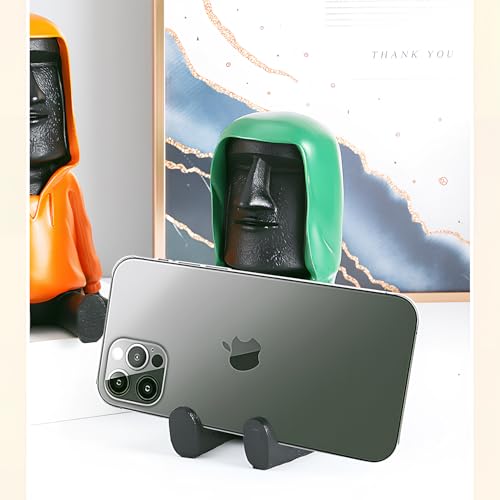 Easter Island Moai Statue Decor,Resin Imitation Stone Statue Figurine Sculpture,Pen Holder, Mobile Phone Holder,Decor Desktop,Bookshelf,Tabletop,Black (Black) - color: Black