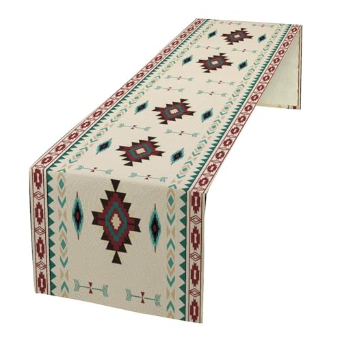 Aztec Table Runner Southwestern Native Vintage Geometric Pattern Table Runner Retro Country Table Dinner Decoration 13x60 Inch - color: Aztec-5, size: W13x60L