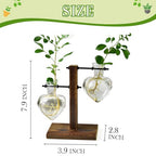XXXFLOWER Plant Terrarium Wooden Stand, Hydroponic Planter Bulb Glass Metal Swivel Holder Retro Air Plants Water Plants for Home Office Decoration,Gifts for Plant Lover Wife Mom- 2 Love Bulb Vase - size: 2 Love Wooden Stand