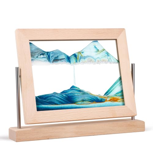 Bochino Moving Sand Art Picture Dynamic Sand Picture 3D Sand Art Frame Sandscape Moving Sand Picture for Home & Office Décor - color: Sky Blue