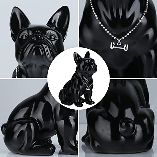 suruim Luxury French Bulldog Statue Collection - Gold/Silver/Black Chrome Dog Sculpture, Decorative Dog Statue for Home Decor & Gift (Black, 9 in) - color: Black, size: 9in