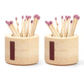Travertine Match Holder Set of 2 - 2.6x2 Inch Handmade Decorative Matchstick Box with Striker for Fireplace, Candle, Home Decor - Matches Not Included