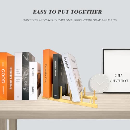 Plate Display Stands, 2 Pack Plate Holder for Displaying, 5-Tier Sturdy Craft Show Display Stands, Art Prints Book Photo Picture Frame Plaque Platter Wood Stand