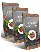 3 Pack 8.5"x11" Acrylic Sign Holder A4 with Wood-Color Base - Table Top Display Stand for Menus, Signs, Flyers, Perfect for Restaurants, Retail Stores, Conferences, Weddings, Offices