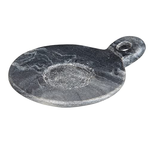 Hand-Carved Marble Dish with Handle, Grey - color: Gray, size: 5" x 4"