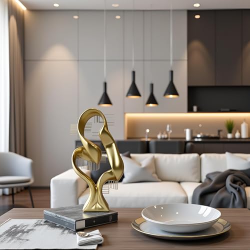 15" Modern Abstract Ribbon Decorative Sculpture, Knot Sculptures,Home Decor,Coffee Table Statues,Dining Living Room Desk Decor,Golden - color: 15" Golden
