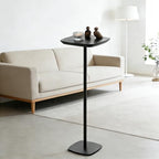 Small Pedestal Side Table for Small Spaces - Modern Black Drink Table for Sofa, Couch, or Bedroom - Compact Drink & Cocktail Stand (Classic Black) - color: Classic Black