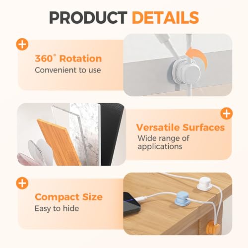 Cord Organizer Holder, 2025 New Desk Cable Management, Cable Clips Organize Phone Charging Cords Holder Organizer Neatly for Home Office Car Desk Nightstand (Mixed, 6 Pack) - color: Mixed, size: 6 Pack