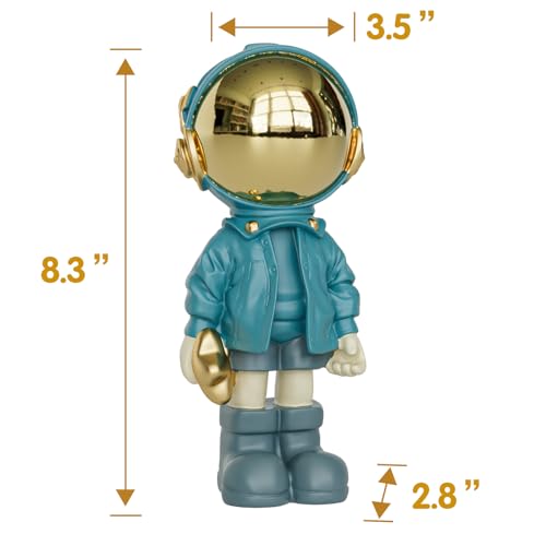 EZ4ENCE Small Figurine Statue Astronaut Sculpture Decor,Sculpture for Home Decor,Arts Blue Shelf Decoration,Cool Metal Mask Table Decor,Mini Ornament - color: Blue, size: Medium