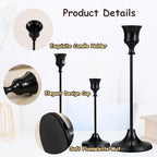 6Pcs Candlestick Holders, Metal Taper Candle Holder, Black Candle Holders for Pillar Candles, Candle Holder for Wedding Fireplace Mantel Housewarming Gift - color: Light-black