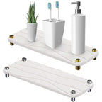Stone Drying Tray - Diatomite Sink Caddy Kitchen Sink Organizer - Water Absorbing Bathroom Counter Mat - Absorbent Kitchen Soap Tray (White w Silver & Gold feet) - color: White & Silver