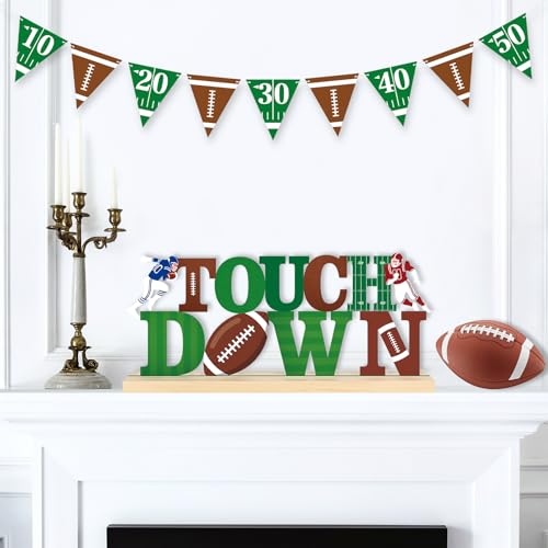 COCHIE Metal Football Touchdown Sign, Green Super Football Bowl Game Tailgate Party Decorations for Home, Office, Shelf, Mantel, Indoor, Touch Down Table Toppers Decor (Superbowl) - style: Superbowl