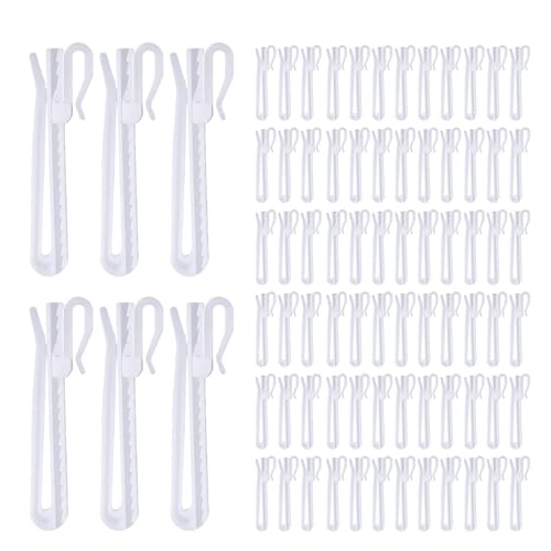 80 Pcs Plastic Curtain Hooks, Adjustable Pinch Pleat Hooks, Ratchet System Pinch Pleat Curtain Hooks for Window Curtain, Door Curtain and Shower Curtain (90mm/3.54inch)