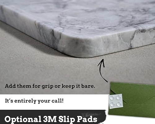 Natural Square Grey Marble Tray 10.6" – Luxurious Grey-White Marble Decorative Tray for Fruits, Food, Perfume, Jewelry, & Keys, Versatile Home Decor Tray for Bathroom, Vanity, Coffee Table & Entryway