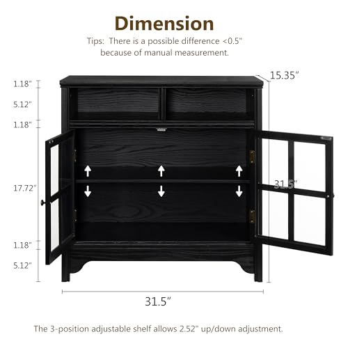 Buffet Cabinet with Storage, Solid Wood Sideboard Cabinet, TV Stands, Coffee Bar Station, Modern Farmhouse Console Table for Dining Room, Kitchen, Living Room, Entryway, Black - color: Black