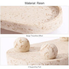 DN DECONATION Resin Decorative Tray with Legs, 4 Footed Coffee Table Trays Decor, Travertine Look Vanity Tray for Perfume Jewelry Bathroom Soap Kitchen Countertop Dresser, Oval 9.53x1.97in - style: 4 Footed