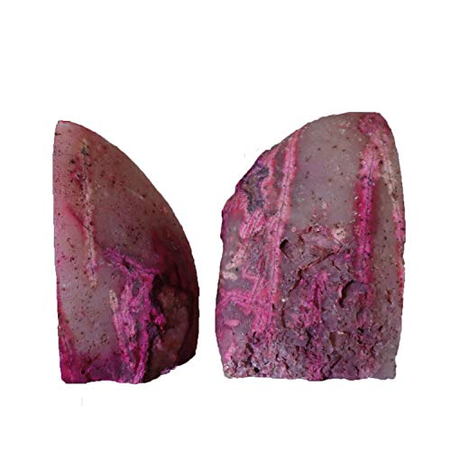 AMOYSTONE Pink Agate Bookends 1 Pair 6-8 Lbs Large Heavy Duty Natural Polished Dyed for Home Office - color: Pink, size: 6-8LBS