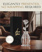 Forever Rose Bloom Box & Phantom Vase Combo, Platinum Dipped Rose in a Personalized Gift Box That Says I Love You Embossed in Gold Foil, Unique & Everlasting Gift for Any Occasion - color: "I Love You" Platinum Dipped Rose (Phantom Vase & Bloom Box)