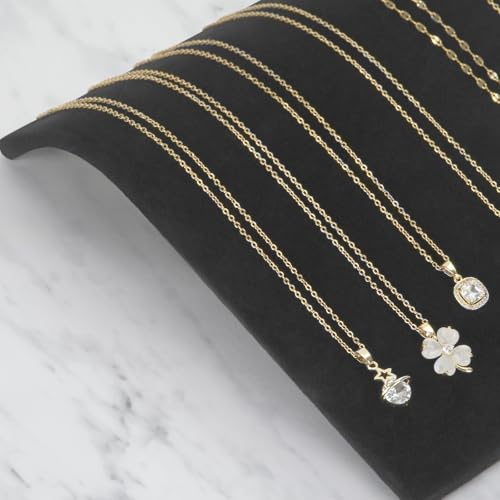 KUKUVR 2 Pieces Velvet Necklace Display Stand, Cambered Jewelry Bracelet Necklaces Pendant Chain Watch Holder Case for Women/Vendors, Jewelry Organizer Storage Tray for Home Selling Show (Black)