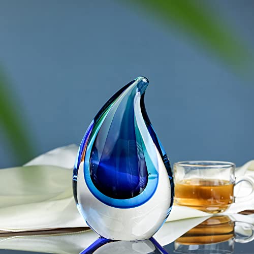 Yao Yuan Hand-Blown Murano-Style Glass Sculpture Decor Statue and Figurine - Wonderful Gift, Blue - color: Blue